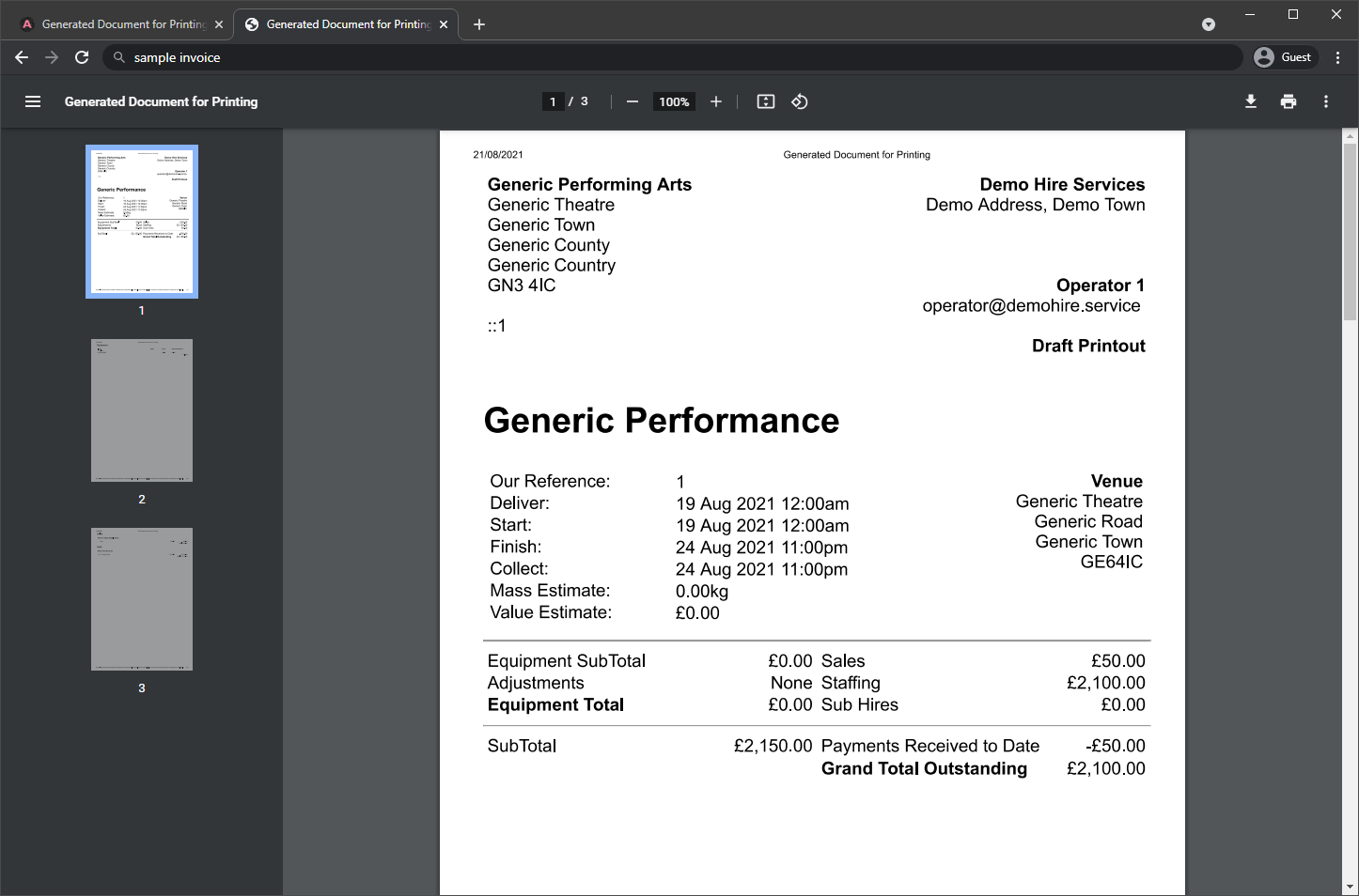 A Sample Invoice